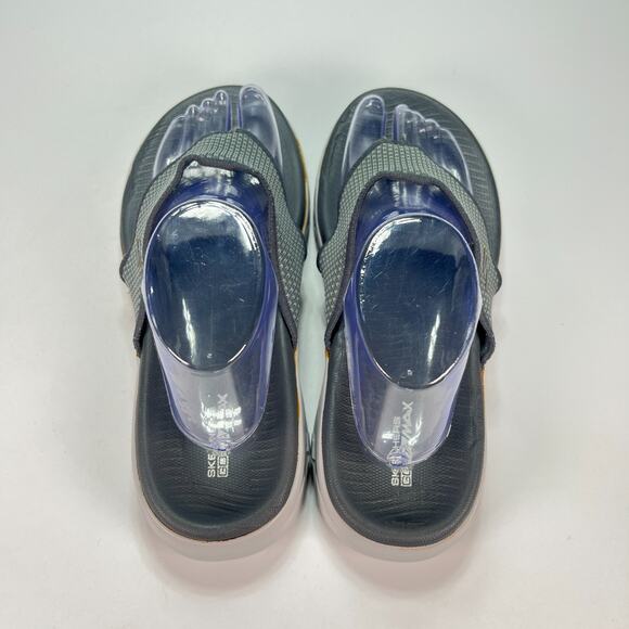 Skechers Goga Max Gray Casual Slip On Thong Flip Flops Sandals Women's Size 8 - Picture 6 of 10